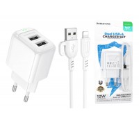 Сетевое зарядное устройство 2USB + кабель Lightning BOROFONE BAS41A Potential (белый)