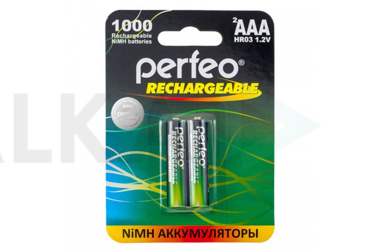 Аккумулятор Ni-MH Perfeo AAA 1000mAh/2BL (Картонный блистер, цена за 2 штуки)