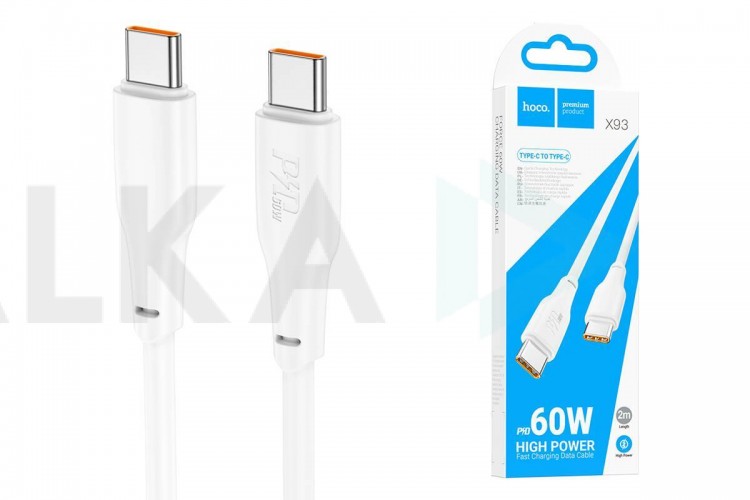 Кабель USB Type-C - USB Type-C HOCO X93 PD60W (белый) 2м