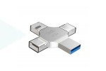 Флешка USB 2.0 XO DK04 4 in 1 OTG (USB2.0+ Micro + Lightning+ TYPE-C) 16GB Silver