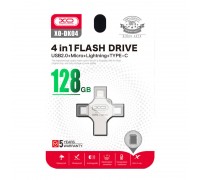 Флешка USB 2.0 XO DK04 4 in 1 OTG (USB2.0+ Micro + Lightning+ TYPE-C) 128GB Silver