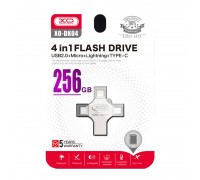 Флешка USB 2.0 XO DK04 4 in 1 OTG (USB2.0+ Micro + Lightning+ TYPE-C) 256GB Silver