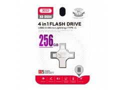 Флешка USB 2.0 XO DK04 4 in 1 OTG (USB2.0+ Micro + Lightning+ TYPE-C) 256GB Silver