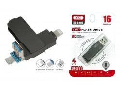 Флешка USB 3.0 XO DK06 3 in 1 OTG (USB3.0 + Lightning +Micro) 16GB Silver