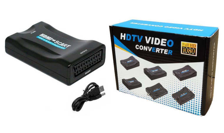 Конвертер переходник HDMI - SCART (мама - мама) черный