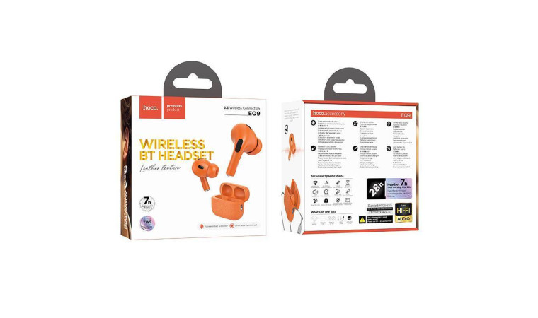 Наушники вакуумные беспроводные HOCO EQ9 Duke true wireless BT headset (оранжевый) Наушники вакуумные беспроводные HOCO EQ9 Duke true wireless BT headset (оранжевый)