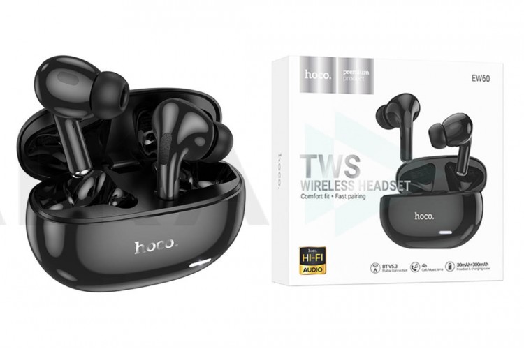 Наушники вакуумные беспроводные HOCO EW60 Norman true wireless BT headset (черный)