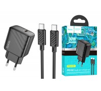 Сетевое зарядное устройство USB-C + кабель Type-C HOCO CS22A PD30W (черный)