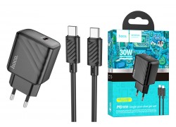Сетевое зарядное устройство USB-C + кабель Type-C HOCO CS22A PD30W (черный)