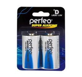 Батарейка алкалиновая Perfeo LR20/2BL Super Alkaline (цена за блистер 2 шт)