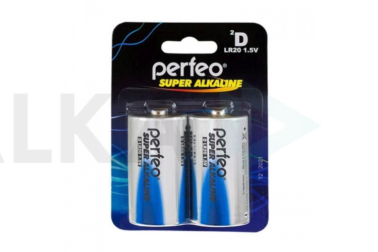 Батарейка алкалиновая Perfeo LR20/2BL Super Alkaline (цена за блистер 2 шт)