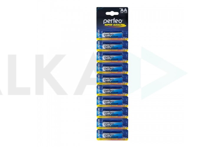 Батарейка алкалиновая Perfeo LR6 AA/10BL Super Alkaline Отрывной блистер цена за 10 шт