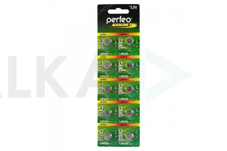 Батарейка часовая Perfeo AG4 LR626/10BL Alkaline Cell 377A (цена за блистер 10 шт)