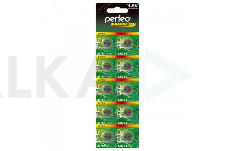 Батарейка часовая Perfeo AG5 LR754/10BL Alkaline Cell 393A (цена за блистер 10 шт)