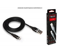 Кабель USB - Lightning WALKER C735 прорезиненный, с металл. разъемом (3.1А), черный