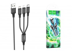 Кабель USB 3 в 1 HOCO X76 lightning/Micro/Type-C (черный) 1м