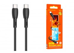 Кабель USB Type-C - USB Type-C BOROFONE BX86, PD60W (черный) 1м силиконовый