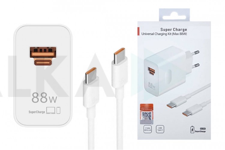 Сетевое зарядное устройство USB + USB-C HUAWE Super Charge PD Adapter 88W (or.) (белый)