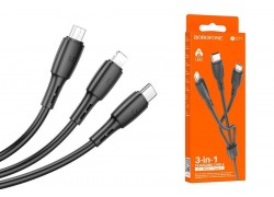 Кабель USB 3 в 1 BOROFONE BX71 Type-C/Lightning/Micro 2.4A (черный) 1м