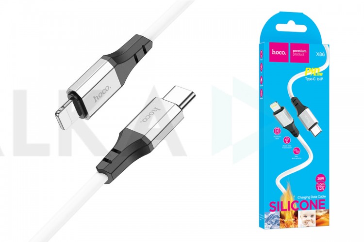 Кабель USB Type-C - Lightning HOCO X86 PD20W (белый) 1м (силиконовый)