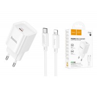 Сетевое зарядное устройство USB-C + кабель Lightning - Type-C HOCO C146A Charm single port PD20W (белый)