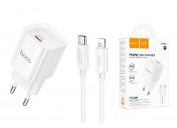 Сетевое зарядное устройство USB-C + кабель Lightning - Type-C HOCO C146A Charm single port PD20W (белый)