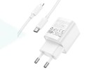 Сетевое зарядное устройство USB-C + кабель Lightning - Type-C HOCO C146A Charm single port PD20W (белый)