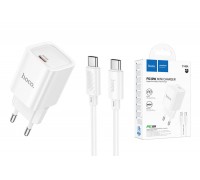 Сетевое зарядное устройство USB-C + кабель Type-C HOCO C148A Charm single port PD30W (белый)