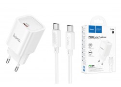 Сетевое зарядное устройство USB-C + кабель Type-C HOCO C148A Charm single port PD30W (белый)