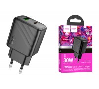 Сетевое зарядное устройство USB + USB-C HOCO CS23A Sunlight dual port PD30W+QC3.0 (черный)