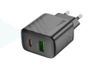 Сетевое зарядное устройство USB + USB-C HOCO CS23A Sunlight dual port PD30W+QC3.0 (черный)