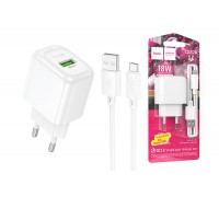 Сетевое зарядное устройство USB + кабель MicroUSB HOCO CS52A Surplus single-port QC3.0 (белый)