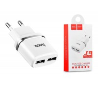 Сетевое зарядное устройство USB HOCO C-12 2400mAh (белый)
