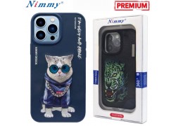 Чехол для телефона NIMMY с вышивкой iPhone 13 PRO (кошка в синей кофте с цепочкой)