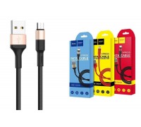 Кабель USB - MicroUSB HOCO X26 2A черно-(золотистый) 1м (в оплетке)