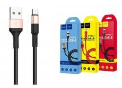 Кабель USB - MicroUSB HOCO X26 2A черно-(золотистый) 1м (в оплетке)