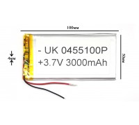 Универсальный аккумулятор 100x50x4 3.7V 3000mAh (0450100P)