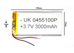 Универсальный аккумулятор 100x50x4 3.7V 3000mAh (0450100P)