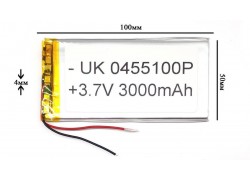 Универсальный аккумулятор 100x50x4 3.7V 3000mAh (0450100P)