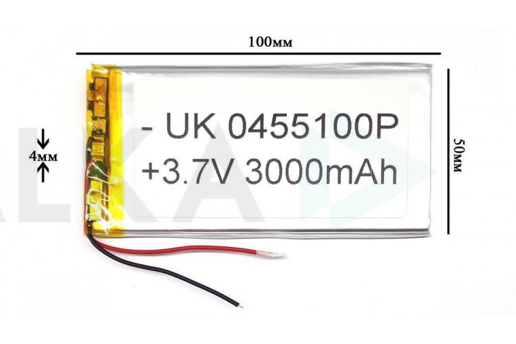 Универсальный аккумулятор 100x50x4 3.7V 3000mAh (0450100P)