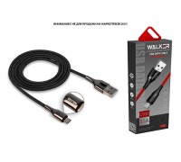 Кабель USB - MicroUSB WALKER C930 в мат. обмотке, с индикатором, быстрый заряд (3.1А), черный