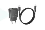 Сетевое зарядное устройство Type-C + кабель Lightning BOROFONE BA88A Navy PD20W+QC3.0 (черный)