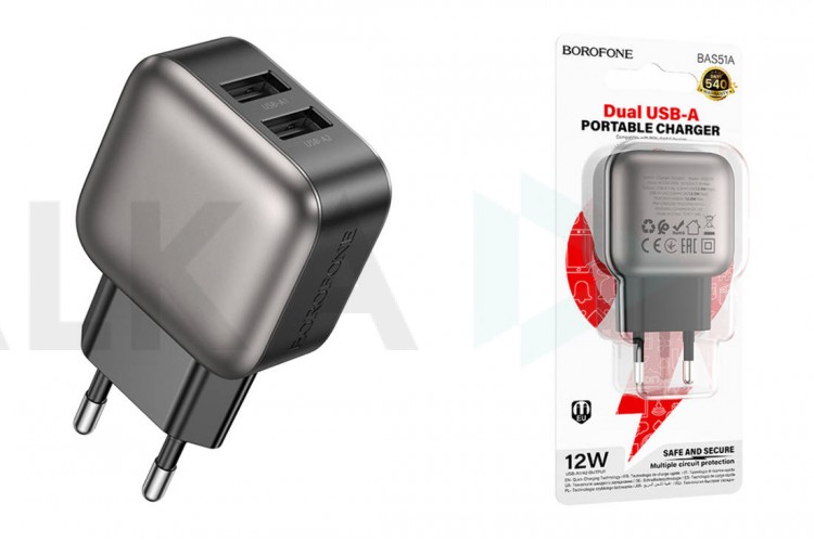 Сетевое зарядное устройство USB-C BOROFONE BAS51A Absolute dual-port (черный)