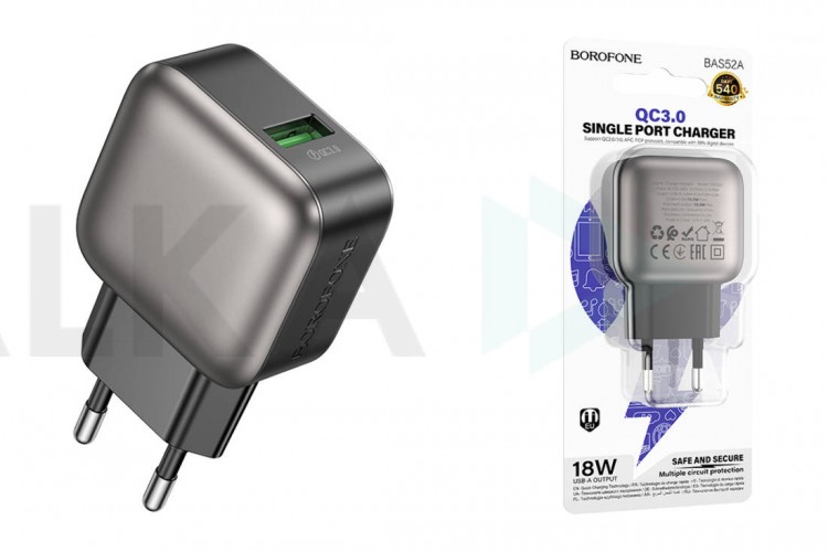 Сетевое зарядное устройство USB BOROFONE BAS52A Absolute single-port QC3.0 (черный)