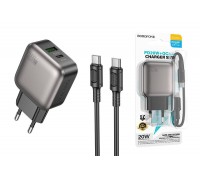 Сетевое зарядное устройство USB + USB-C + кабель Type-C BOROFONE BAS54A Absolute PD20W+QC3.0 (черный)