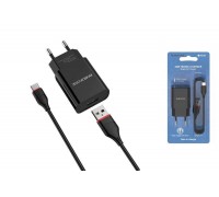 Сетевое зарядное устройство USB + кабель Type-C BOROFONE BA20A Sharp 2100 mAh (черный)