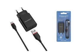 Сетевое зарядное устройство USB + кабель Type-C BOROFONE BA20A Sharp 2100 mAh (черный)