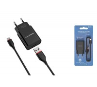 Сетевое зарядное устройство USB + кабель Lightning BOROFONE BA20A Sharp 2400mAh (черный)
