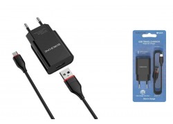 Сетевое зарядное устройство USB + кабель Lightning BOROFONE BA20A Sharp 2400mAh (черный)