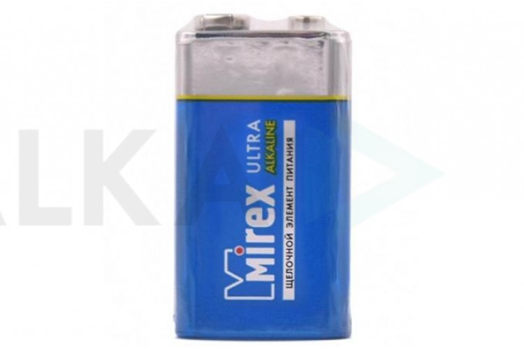 Батарейка алкалиновая Mirex 6LR61 / Крона 9V  цена за 1 шт (1/12/240), shrink (23702-6LR6-S1)